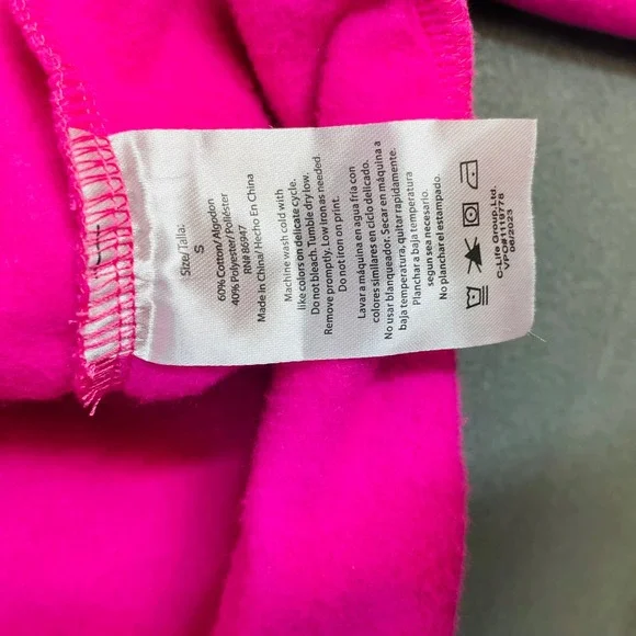 Barbie Hot Pink Graphic Hoodie Stars‎ Logo Full Zip Size S Moviecore Y2K - Picture 8 of 8